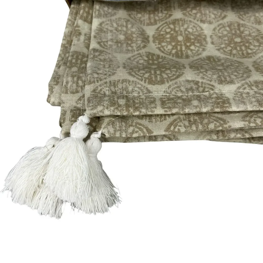 Threshold Table Throw Tablecloth Scarf Beige Medallion Ikat Table 50